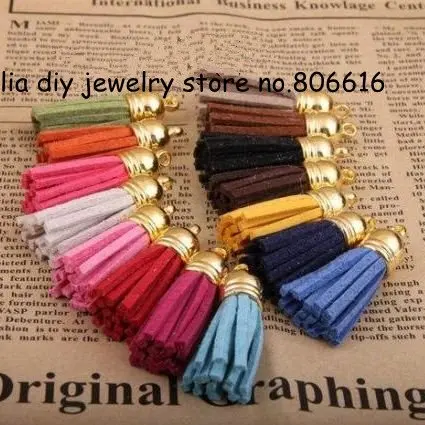 

40MM 50Pcs Mix Color Gold Tone Suede Tassels Purl Macrame Jewelry Accessory