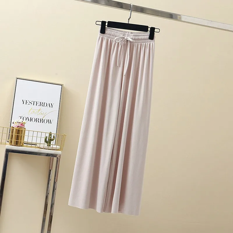 2019 Women's Solid Wide Leg Pants Loose Drawstring Casual Ankle-Length Female Trousers Summer Pleated Pants 2019 Women's Solid Wide Leg Pants Loose Drawstring Casual Ankle-Length Female Trousers Summer Pleated Pants