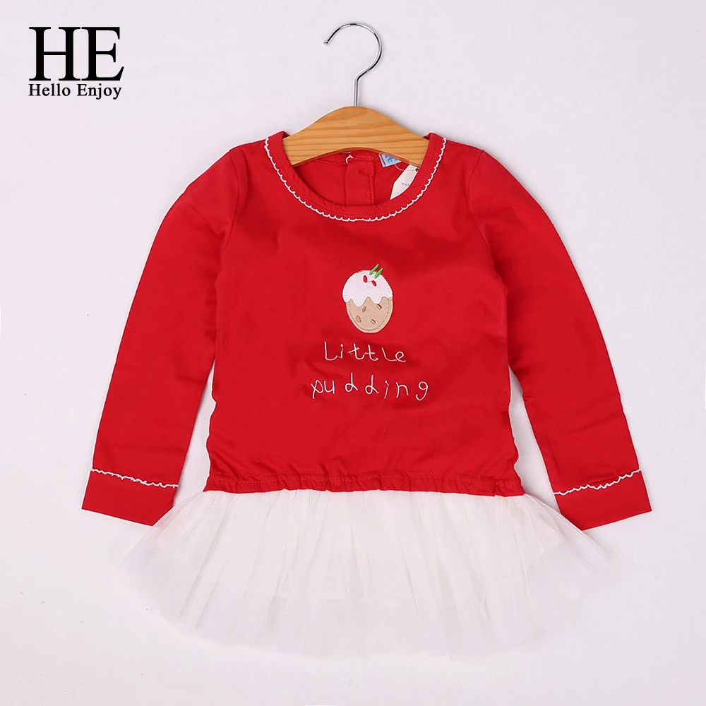 

HE Hello Enjoy Christmas dress girls clothes toddler girls party dress princess dress red kids costume long sleeve tutu dresses