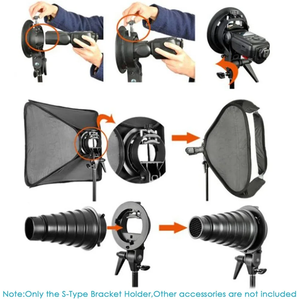  Neewer Studio Photography S-Type Speedlite Bracket Holder with Bowens Mount and 75 inches/190 cm Ad