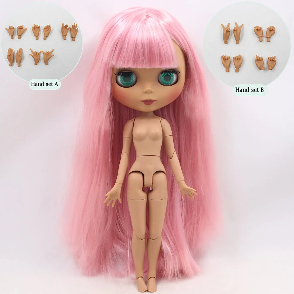 Ледяной обнаженный Blyth Кукла № BL6022 розовые волосы суставы тела черная кожа матовое лицо 1/6 BJD - Цвет: like the picture