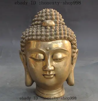 

8"Tibet Buddhism fane Brass sakyamuni Shakyamuni Amitabha buddha head statue