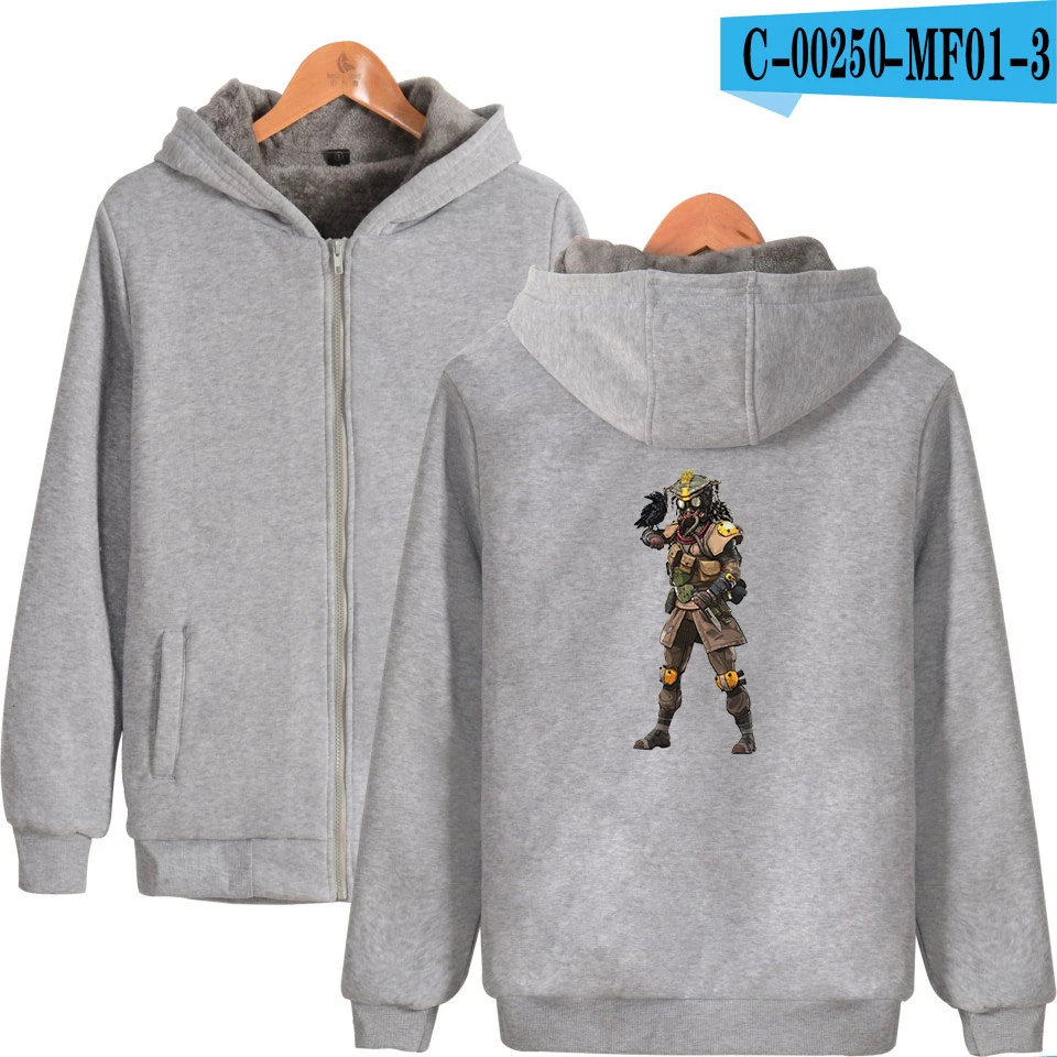 Apex Legends Print горячая Распродажа толстовки на молнии с капюшоном с длинным рукавом Женская Повседневная поп одежда Большие размеры 4XL - Цвет: gray