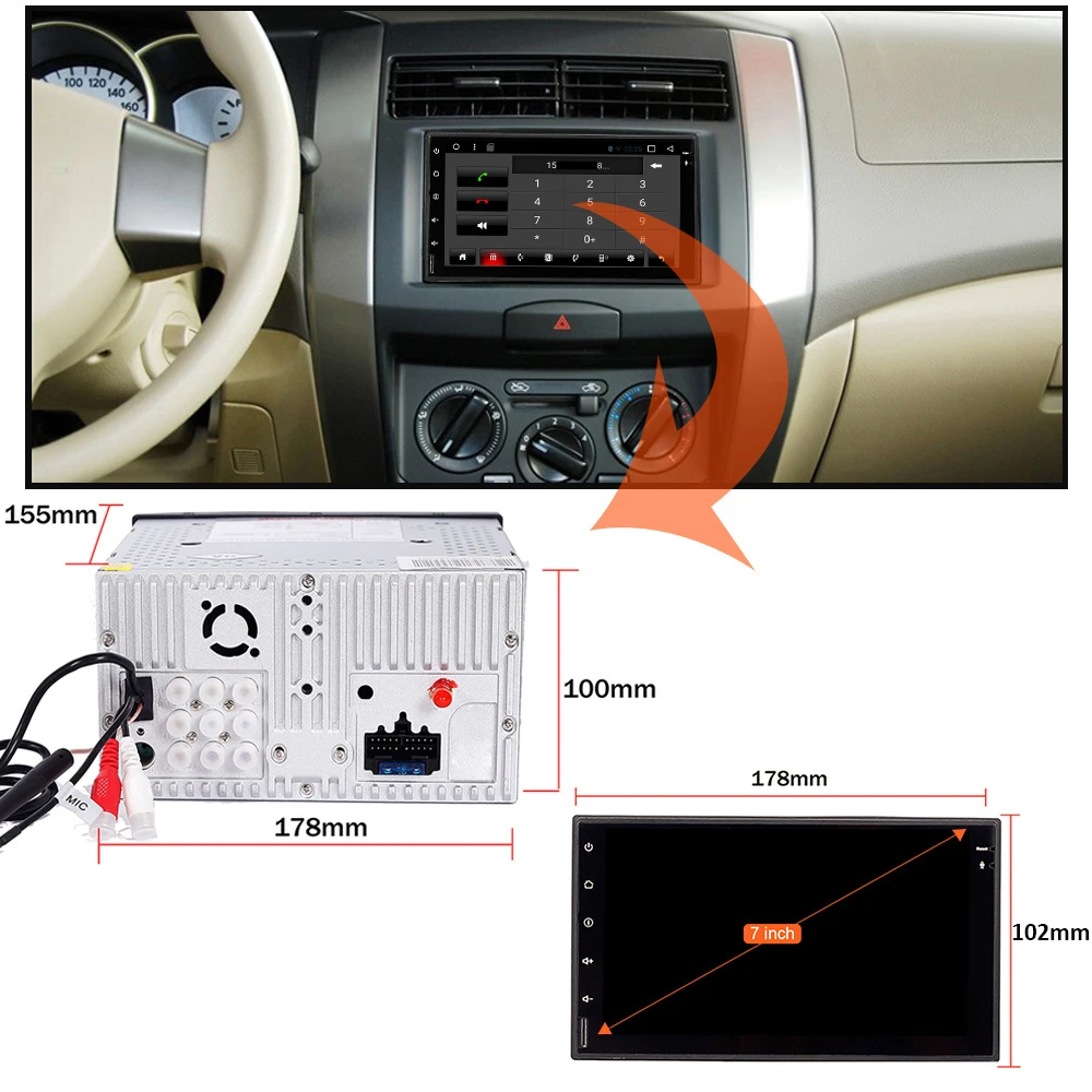 Excellent Eunavi 7" Double 2 Din TDA7851 Universal Android 8.1 Car Radio PC 1024*600 Autoradio GPS Navi wifi Bluetooth free frame camere 1