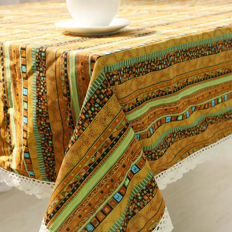 

Ethnic Bohemian Print Tablecloth Modern tafelkleed Table Cover Protect Cotton Rectangular Wedding Party Home Decorative Garden