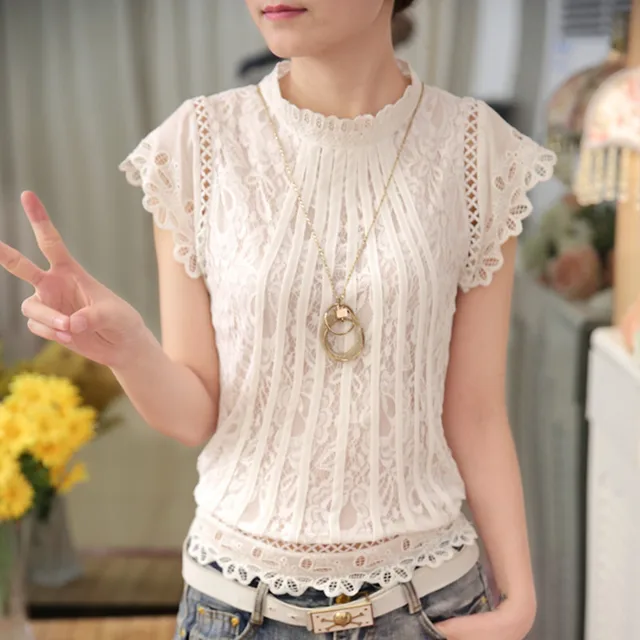 New 2016 Summer Fashion Style Women Blouses Loose Short Petal Sleeve