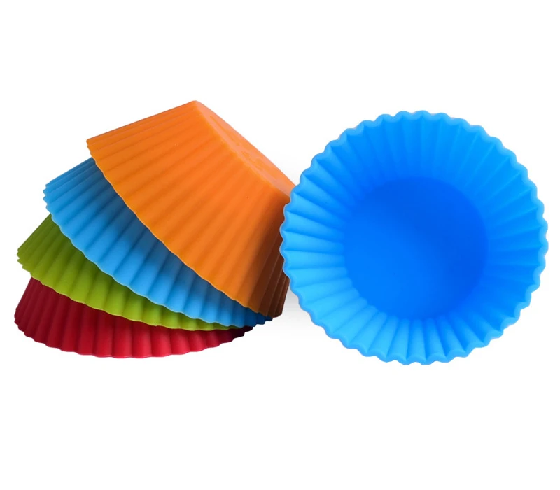 6Pcs Silicone Muffin Cups Cake Mold Round Cupcake Mold Reusable Cupcake Liners Silicone Mold Pastry Baking Tools Mixed Colors (3-1)