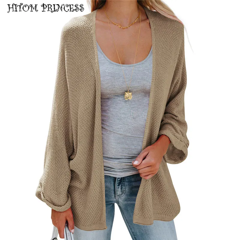 HITOM PRINCESS Loose Knitted Cardigan Women Sweater Autumn Kimono