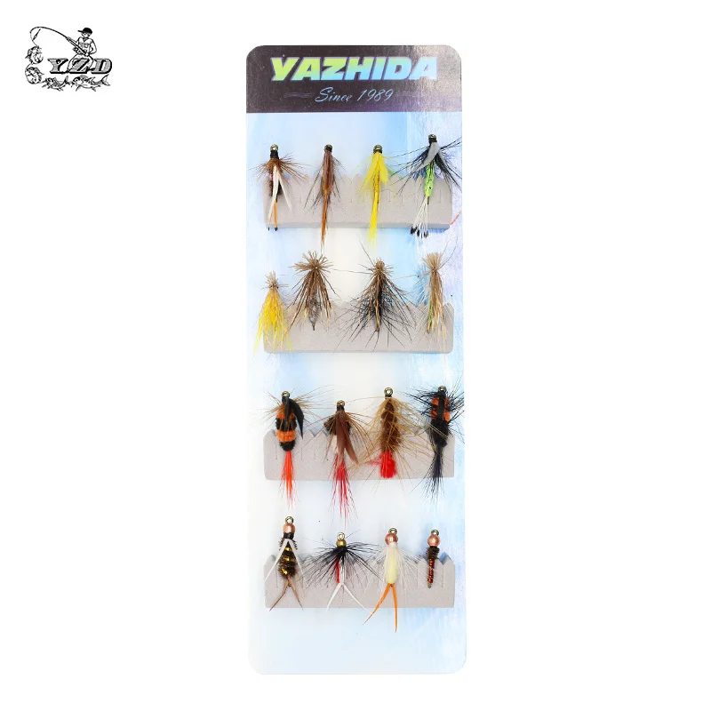 Набор мушек для рыбалки 16 шт. сухой и влажной рыбалки|for trout|nymph fliesbest lures |