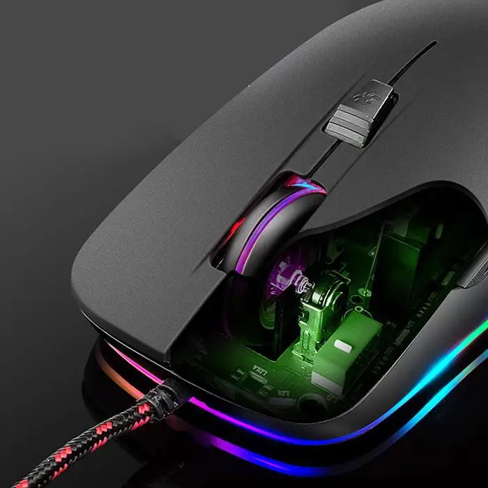 Эргономичный Красочный Светодиодный светильник игровая мышь регулируемая USB черных точек/дюйм, проводная