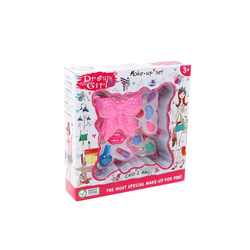 Butterfly Style Children Cosmetics Set Safe Non-toxic Girl Princess Makeup Eyeshadow Lipstick Kit Pretend Play Toy