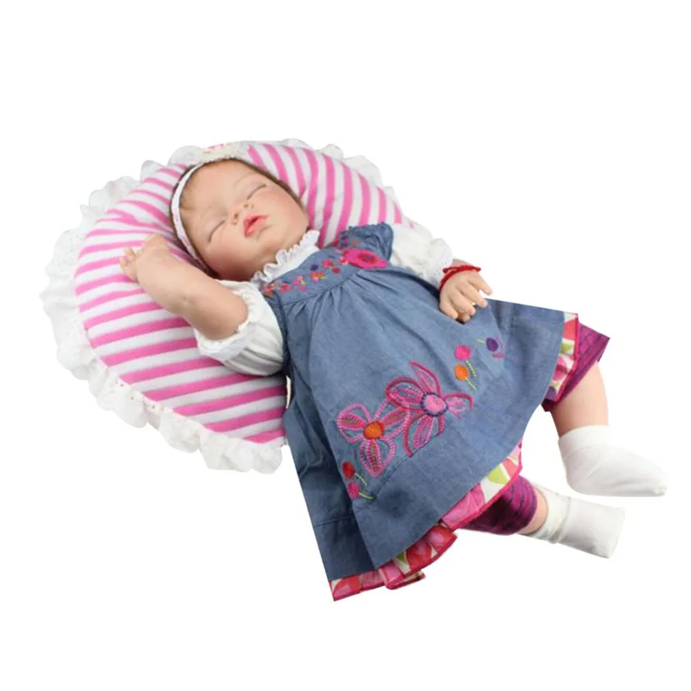 

NPK 55cm Simulation Baby Reborn Doll Silicone Lifelike Sleeping Girl Children Toy Photograph Props M09