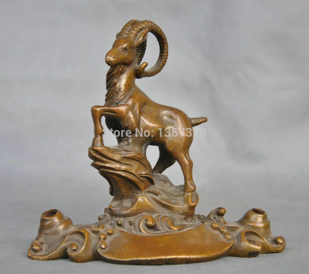

shitou 00426 6'' China Pure Bronze Goat Sheep Statue