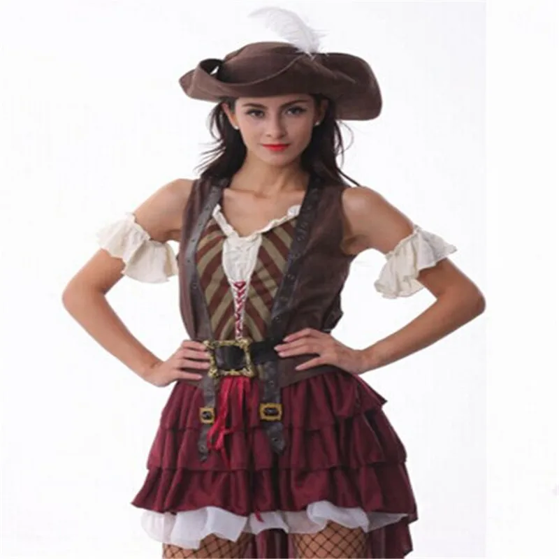 

2018 New Sexy Women Pirate Costume high quality Fancy Dress Carnival Perfor mance Halloween Adult Party Cosplay Costumes