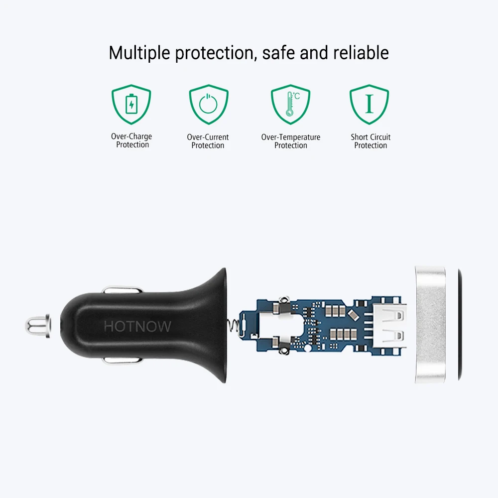 Автомобильное зарядное устройство HOTNOW 5V 3.1A со светодиодным экраном смарт
