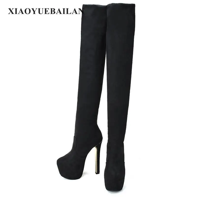 

2017 New Winter Fashion Comfort Ultra Fine With Long Canister Boots Knee High Heels
