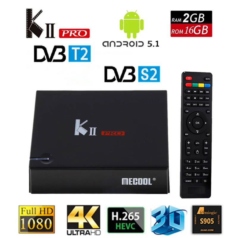 MECOOL KII PRO DVB S2 T2 Android TV Box 2GB 16GB DVB-T2 DVB-S2 Android 5.1 Amlogic S905 Quad-core WIFI BT4.0 4K Smart TV Box цена MECOOL KII PRO DVB S2 T2 Android TV Box 2GB 16GB DVB-T2 DVB-S2 Android 5.1 Amlogic S905 Quad-core WIFI BT4.0 4K Smart TV Box цены онлайн