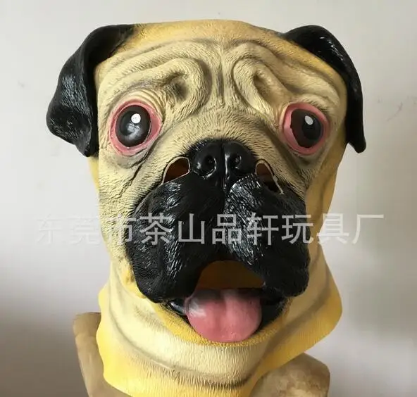 pug dog head latex mask full face adult mask breathable halloween masquerade fancy dress party cosplay costume cute animal mask in party masks from home
