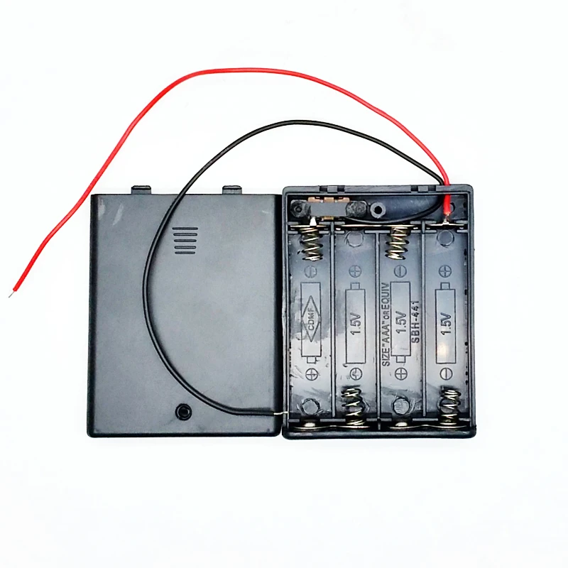 

10pcs 6V 4 Slots AAA Battery Holder Case Slot Holder Plastic Storage Box For 4 X AAA Battery With OFF/ON Switch Wires
