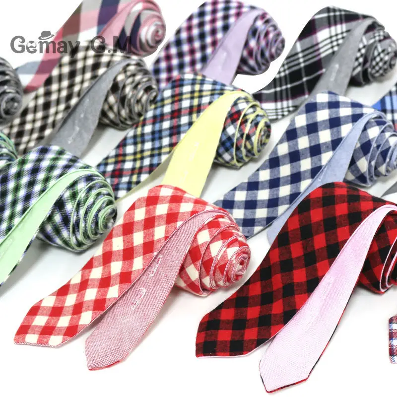 

Newest Plaid 100% Cotton Ties for Men 5.0 width Skinny Neckties High Quality Adult Slim Neck Tie Free Shipping