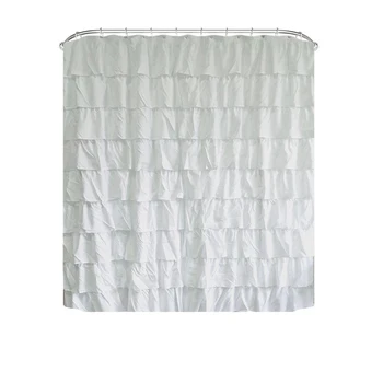

Plain Colour Waterproof Corrugated Edge Shower Curtain Ruffled Bathroom Curtain Decoration-25