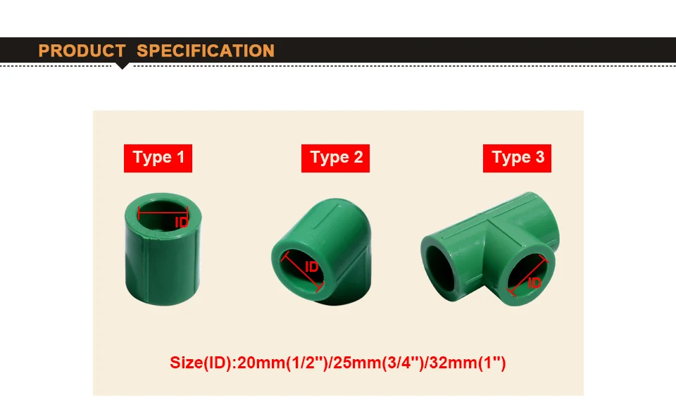 2 шт. PPR фитинг для водопроводной трубы Пластик водопроводные шланги совместное 20/25/32 мм 1/2 ''3/4'' 1 "прямой/локтем/Тройник фитингов разъем