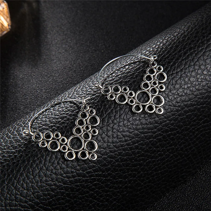 Elegant   Women Fashion Creative Geometric Alloy Hollow Size Round Earrings Boucle D'oreille Femme 2019 Hanging Earrings Y1# (7)