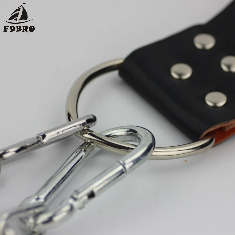 FDBRO пояс для тяжелой атлетики с цепью для тренажерного зала, для погружения штанги, для тяги, для тяжелой атлетики, кожаный ремень, кольцо для силовой тренировки