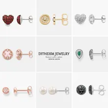 Серьги-гвоздики с круглым цветком и орнаментом, новинка, модные ювелирные изделия золотого цвета, трендовые 925 пробы, Серебряный Подарок для любимой женщины