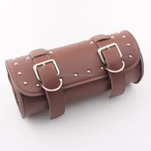 Brown Multi-use PU Leather Small Tool Roll Kit Saddle Bags fits for Motorbike/Motorcycle Front Fork Custom Free Shipping