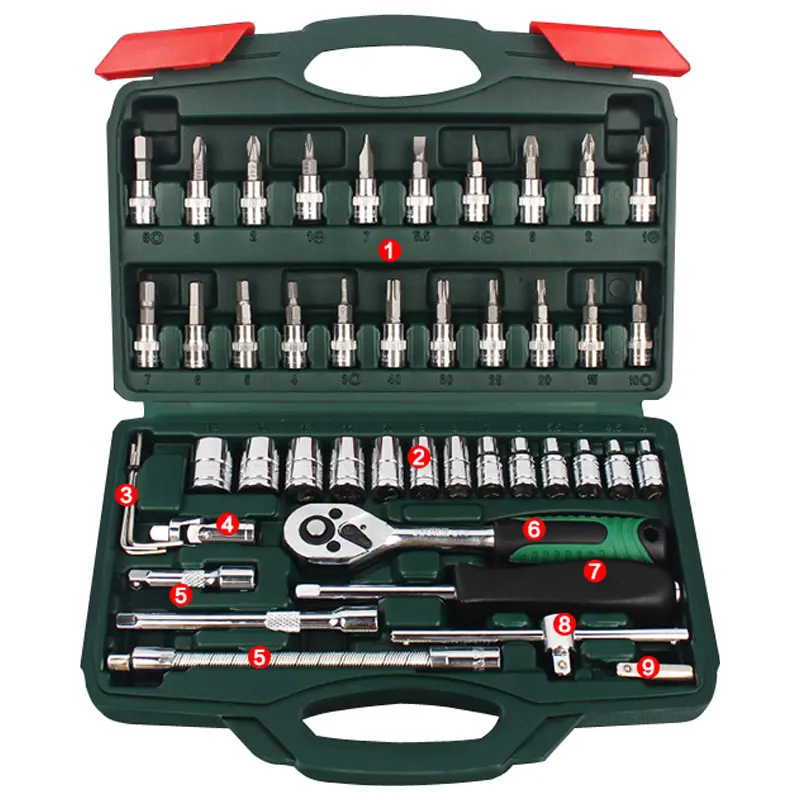 

Bicycle Motor Car Repair Tool Set 46pcs Tool Combination Torque Screwdrivers Ratchet Socket Spanner Mechanics Tool Kits