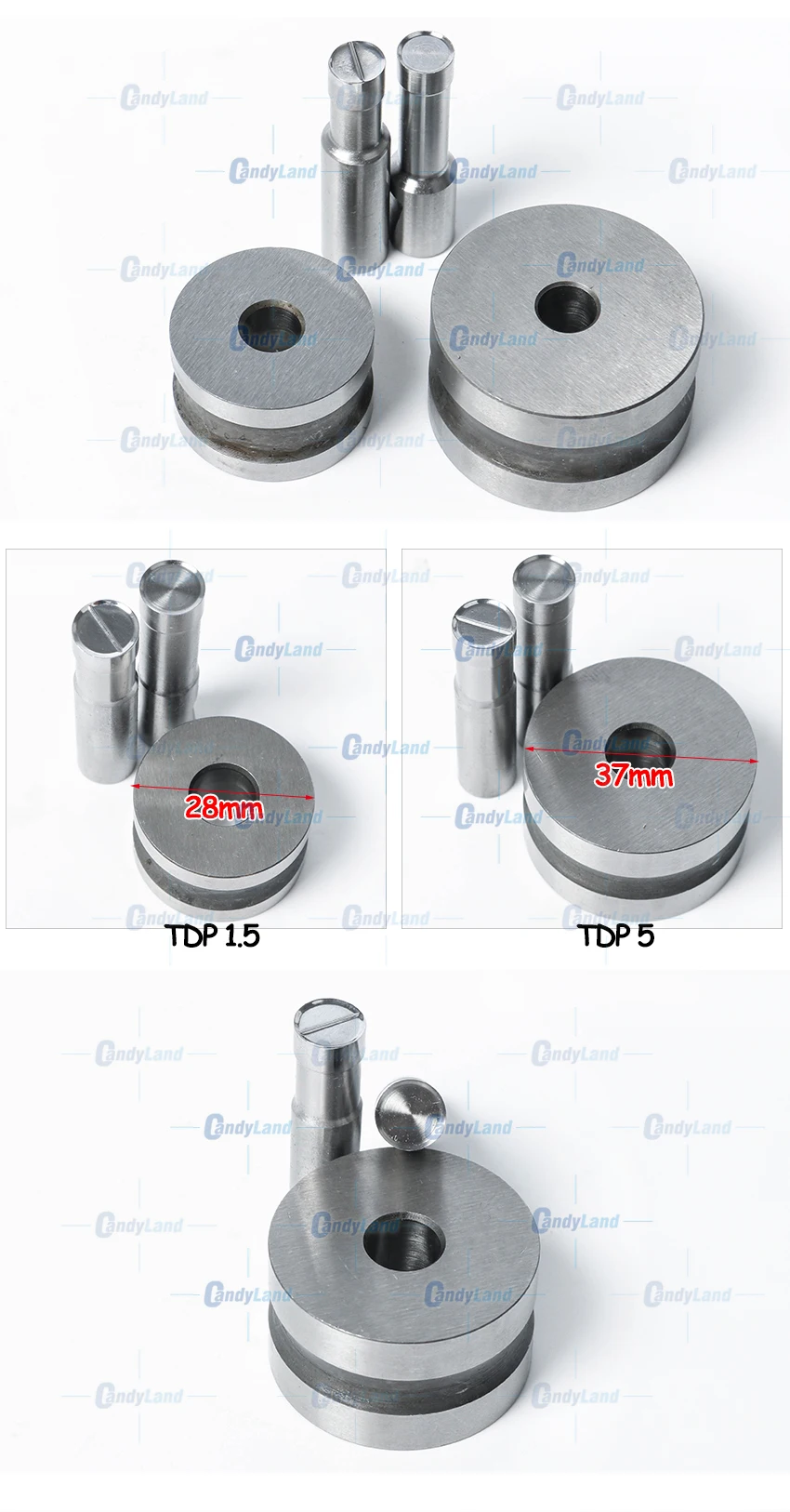 CandyLand 10 мм Пустой таблеточный пресс для таблеток штамп «леденец» набор штампов Пользовательский логотип штамповочный пресс для таблеток TDP машина