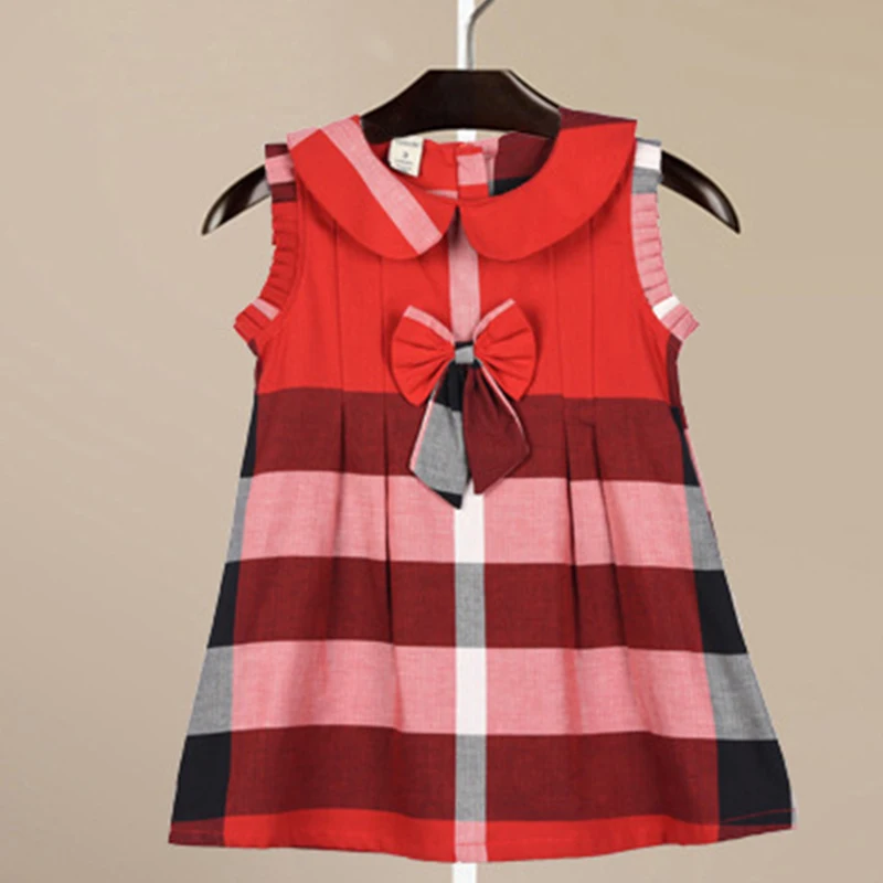 

Baby Girls Style Dress Children Plaid Clothing Toddler Girls Summer Sleeveless Vest Plaid Dresses Roupas Infantis Menina Clothes