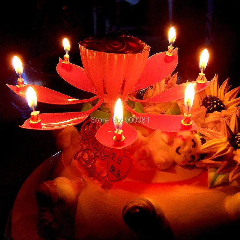 2pcs/lot Rotated Birthday candles with music for Birthday Cake Musical