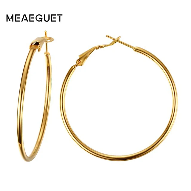 Meaeguet Stainless Steel Elegant Women S Exaggerated Circle Hoop Meaeguet Stainless Steel Elegant Women S Exaggerated Circle Hoop Earrings Simple Loop Earring Jewelry Brinco
