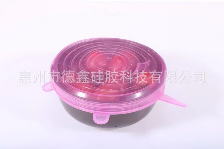 by dhl 100set Reusable 6Pcs/ Set Universal Silicone Saran Wrap Cover Lids Food Bowl Pot Stretch Kitchen Vacuum Seal Bowls | Дом и сад