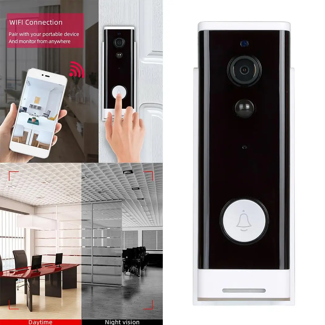 

Visual Wireless Doorbell Smart Home Wifi Remote 5m Voice 0.01Lux > 39db Intercom 10m 3.6mm 720TVL automatic