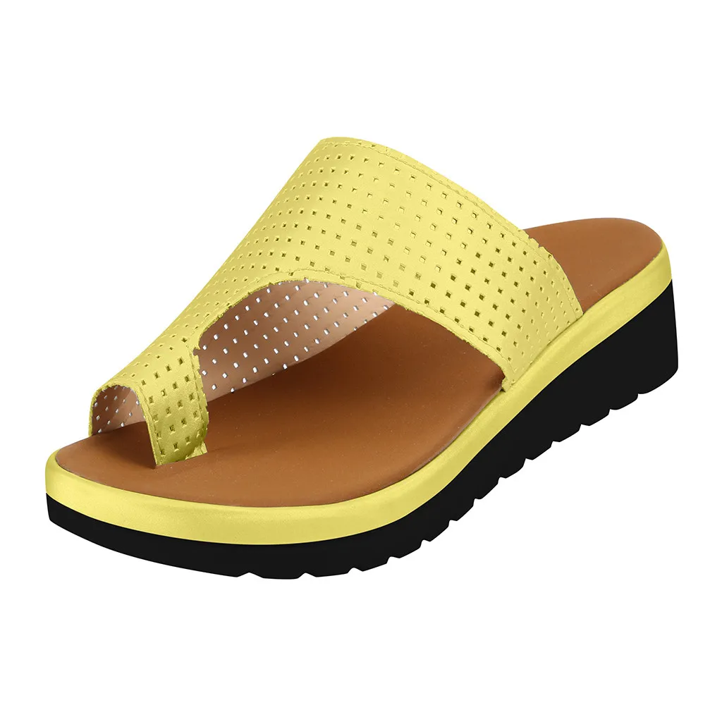 SAGACE/женские шлепанцы на платформе; летняя пляжная обувь с скользким носком; модные женские шлепанцы с толстой подошвой в стиле ретро; Новинка года - Цвет: Цвет: желтый