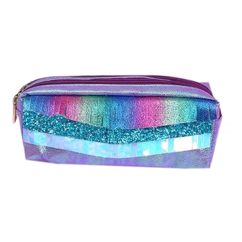 

1 Pcs Novelty Glitter Scale Tassel Pu Pencil Case Double Zipper Large Capacity Pencil Bags Cosmetic Bag Stationery Gifts