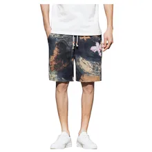 Womail летние мужские шаровары в народном стиле, модные повседневные хлопковые льняные широкие шорты-шаровары, шорты с принтом, Прямая поставка, Apr30