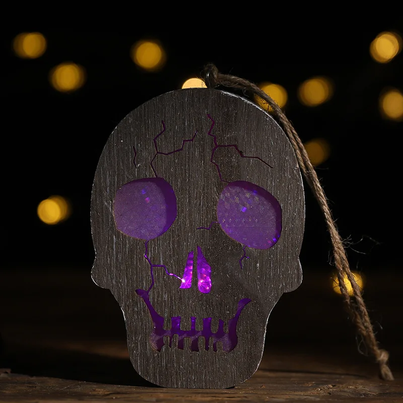 Skeletons Хэллоуин деревянные тыквенные эмалированные фонари тыква подвесные светильники призрак DIY Украшение платье батарея свет - Цвет: Skeletons