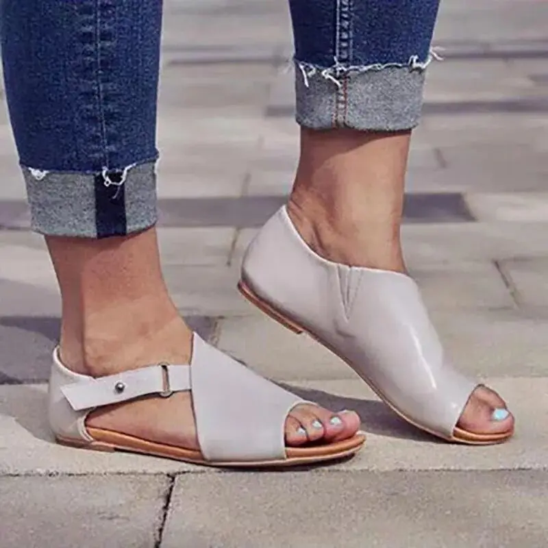 

Women sandals 2019 fashion outdoor buckle shoes woman light flat with shallow mouth casual female footwear plus size gladiator