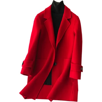 

KMETRAM Autumn Winter Coat Women Natural Wool Long Jacket Vintage Double-sided Cashmere Coats Korean Loose Casaco Feminino MY486