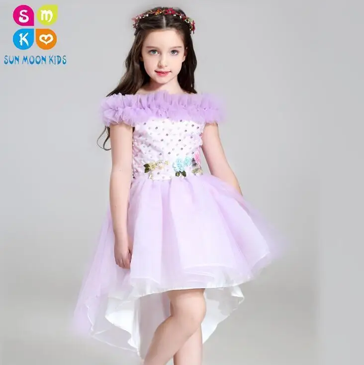 

Vestidos De Daminha Elegant Violet Lace First Communion Dresses For Girl Trailing Pageant Flower Girl Dress Wedding Party Dress