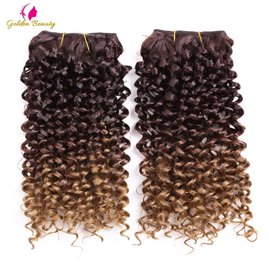 

Golden Beauty 2pcs/pack 14inch Synthetic Curly Weave Hair jerry curl bunlde Sew in Hair Extensions for women