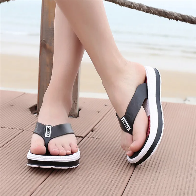 

Summer Slippers Women Fashion Flip Flops Soft Bottom Beach Platform Sandals Ladies Clip Toe Rainbow Wedge Shoes Mujer Shoes #40