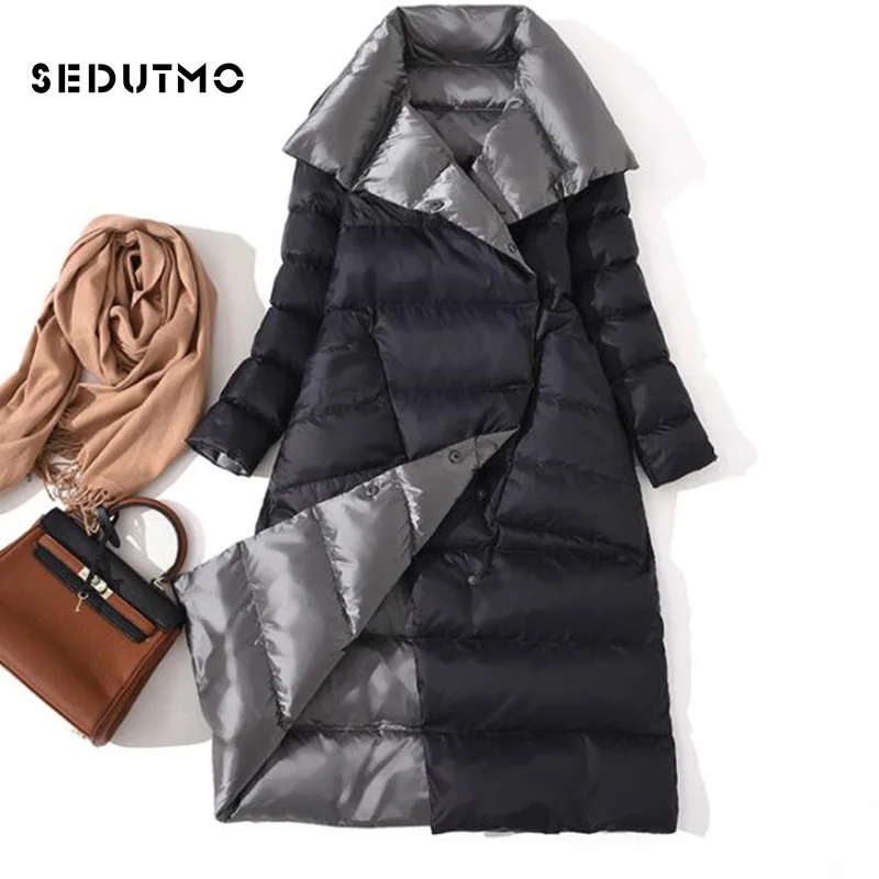 

SEDUTMO Winter Plus Size 3XL Ultra Light Womens Down Jackets Long Coat Double Sided Autumn Puffer Jacket ED761