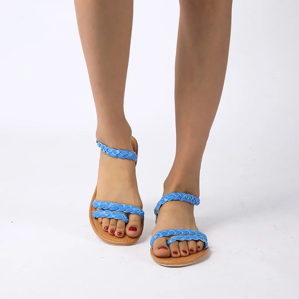 

MUQGEW 2019 Women's Ladies Summer Weave Beach Flat Ankle Round Toe Sandals Casual Shoes sandalias romanas para mujer #g30