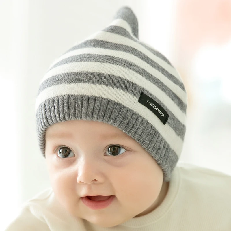 CieiK Newborn Photography Props Soft Baby Hat Warm Children Winter Cap Boys Girls beanie Infant Striped Muts Baby Accessories (10)