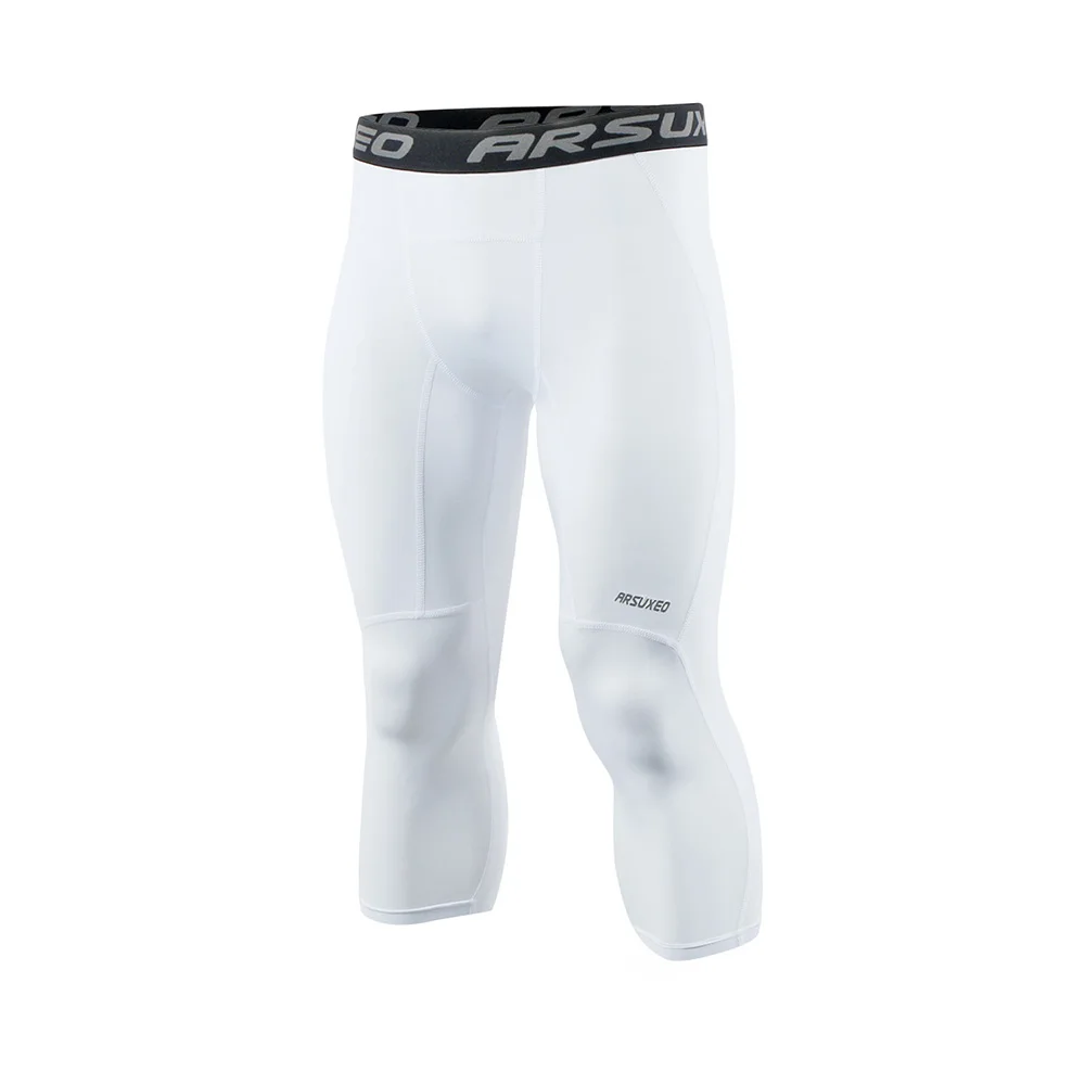 ARSUXEO, мужские спортивные компрессионные колготки, колготки для бега, фитнеса, активных тренировок, штаны для упражнений, компрессионные штаны 3/4
